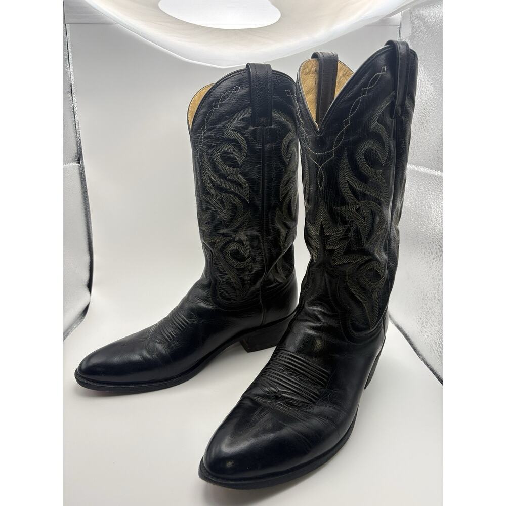Dan Post Black Leather Western Men's Size 10 Cowboy Boots DP2110